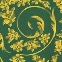 Green and Golden Flower Garlands Print Italian Paper